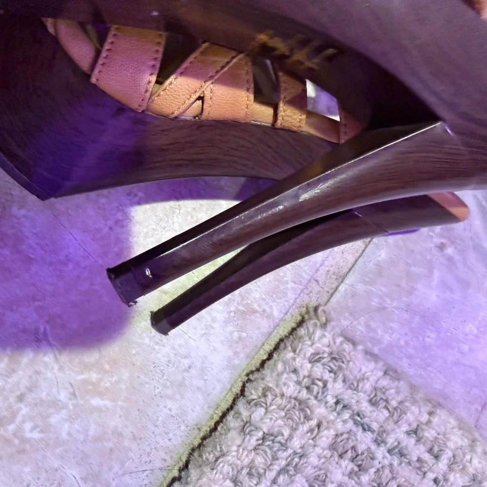 Jessica Simpson Nude Platform Heels Strappy Zip Back Size 6 - Picture 8 of 8